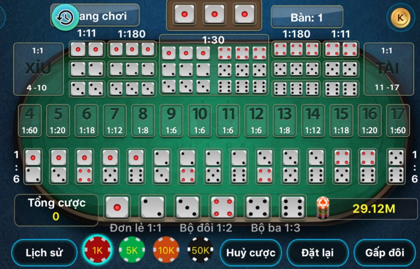 Phòng chơi Tài xỉu online đầy sự kịch tính